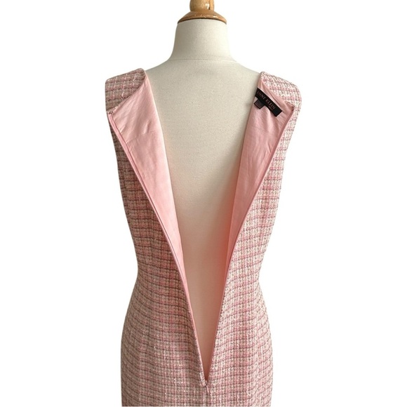 ANNE KLEIN Vintage 90s Pink Tweed Sleeveless Dress Made in Hong Kong Timeless 12 - Picture 8 of 15